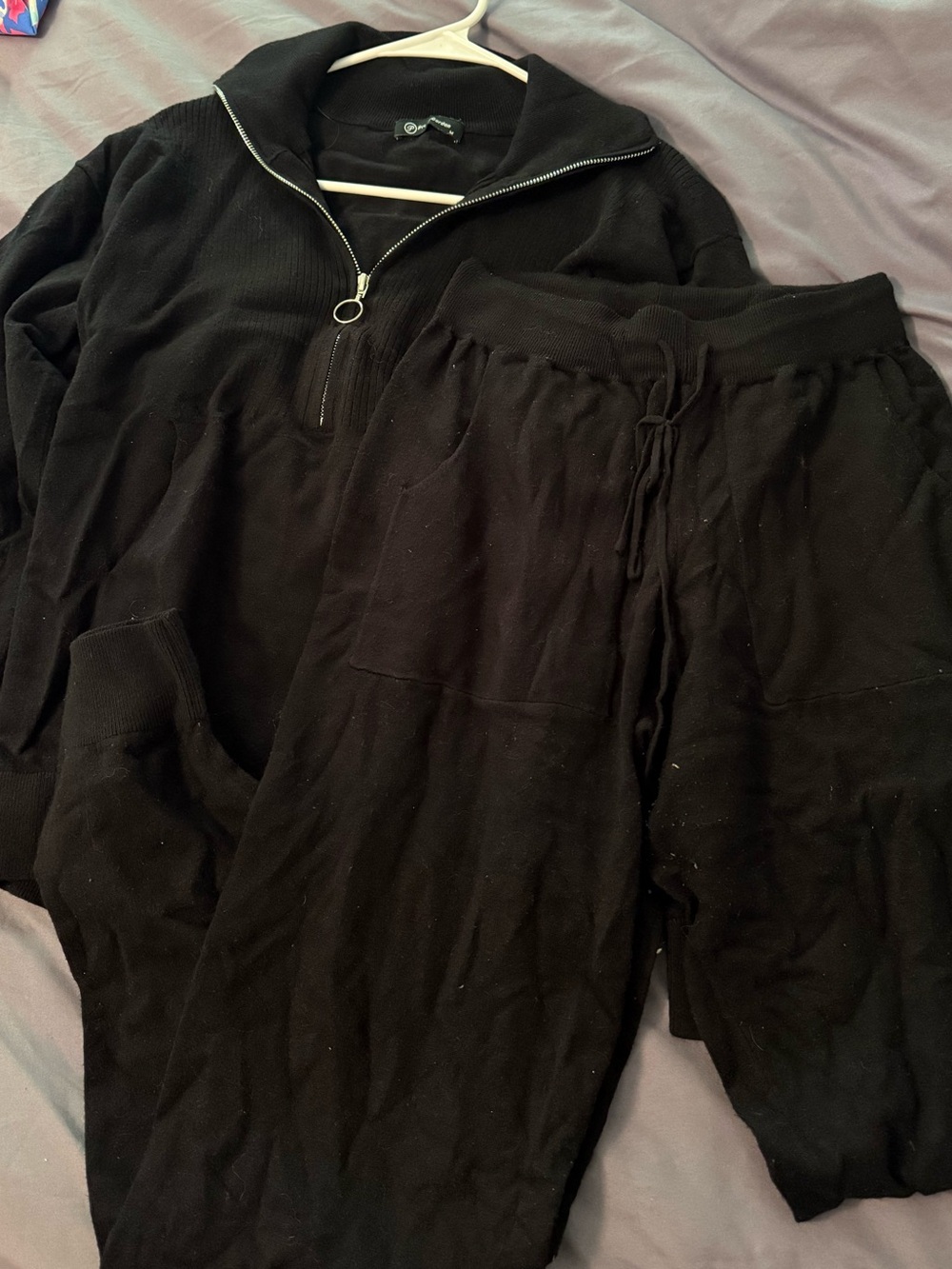 Black Half-Zip Pullover & Drawstring Pants Set